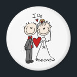 Bride & Groom Stick Figures Wedding I do Magneet<br><div class="desc">Creëer Je eigen ik wel,  bruidende en bruinse gekken.</div>