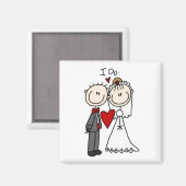 Bride & Groom Stick Figures Wedding I do Magneet (Voorkant / Achterkant)