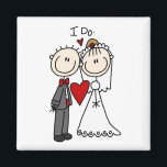 Bride & Groom Stick Figures Wedding I do Magneet<br><div class="desc">Creëer Je eigen ik wel,  bruidende en bruinse gekken.</div>