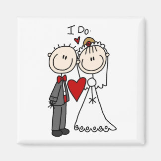 Bride & Groom Stick Figures Wedding I do Magneet
