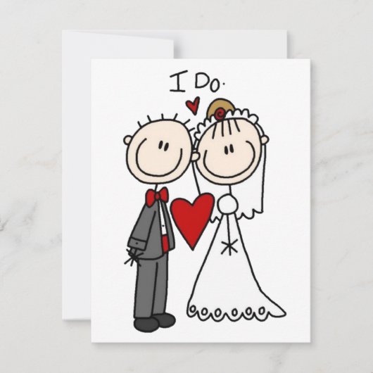 Bride & Groom Stick Figures Wedding I do Notitiekaartje (Voorkant)