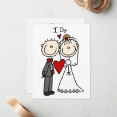 Bride & Groom Stick Figures Wedding I do Notitiekaartje (Voorkant / Achterkant in situ)