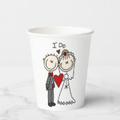 Bride & Groom Stick Figures Wedding I do Papieren Bekers (Achterkant)
