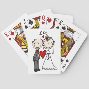 Bride & Groom Stick Figures Wedding I do Pokerkaarten