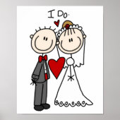 Bride & Groom Stick Figures Wedding I do Poster (Voorkant)