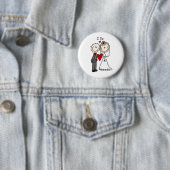 Bride & Groom Stick Figures Wedding I do Ronde Button 5,7 Cm (In situ)