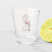 Bride & Groom Stick Figures Wedding I do Shot Glas (Achterkant)