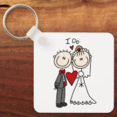 Bride & Groom Stick Figures Wedding I do Sleutelhanger (Voorkant)