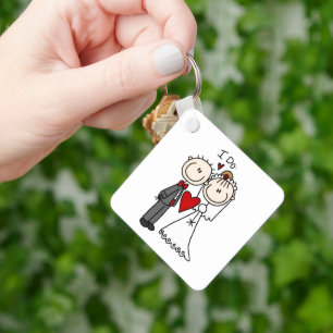 Bride & Groom Stick Figures Wedding I do Sleutelhanger