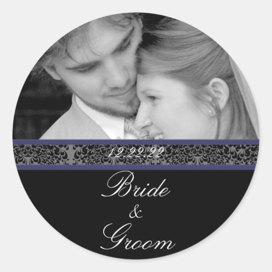 Bride & Groom Sticker Uw foto-marinemacht (Voorkant)