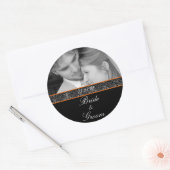Bride & Groom Sticker Uw foto Oranje Trim (Envelop)