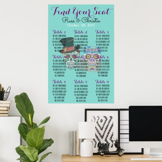 Bride & Groom Sugar Skull Tot de dood Poster (Thuiskantoor)