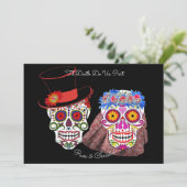 Bride & Groom Sugar Skulls Tot de dood van ons fee Kaart (Staand voorkant)