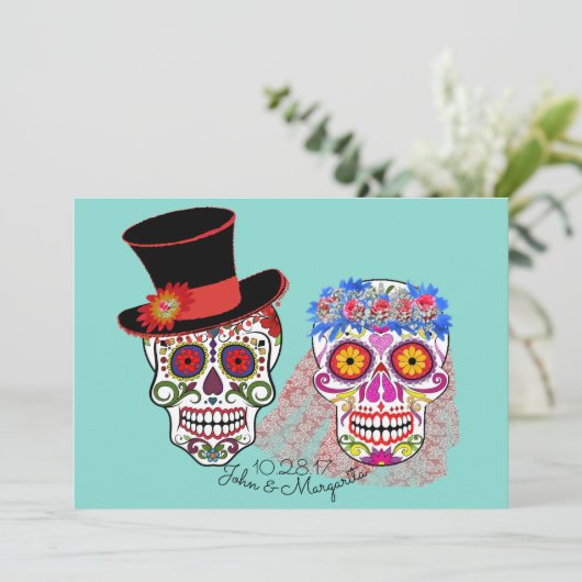 Bride & Groom Til Death Do ons Party Kaart (Staand voorkant)