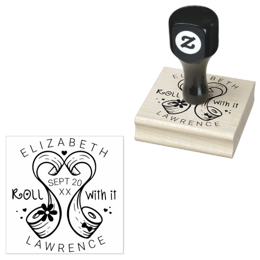 Bride & Groom Toilet Paper Roll sparen de Datum Rubberstempel (Gestempeld)