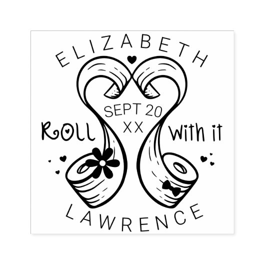 Bride & Groom Toilet Paper Roll sparen de Datum Rubberstempel (Afrduk)