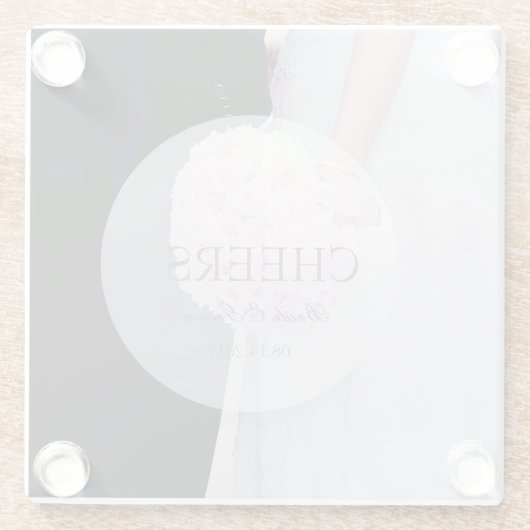 Bride & groom- Uitgebreide bruiloft Glazen Onderzetter (Achterkant)