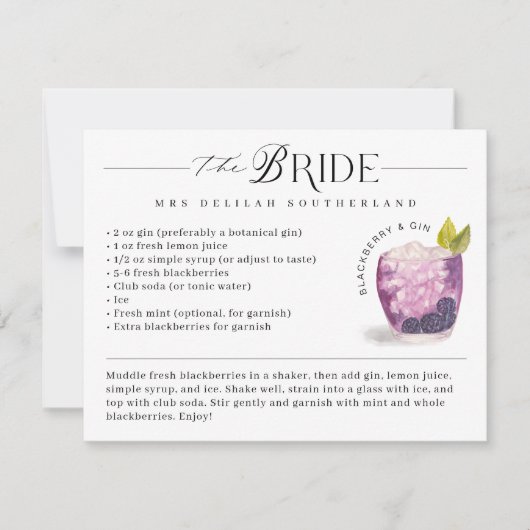 Bride & Groom Waterverf Signature Cocktail Recept (Voorkant)