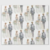 Bride & Groom Waterverf Wedding Cadeaupapier (Vlak)