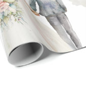 Bride & Groom Waterverf Wedding Cadeaupapier (Rol Hoek)