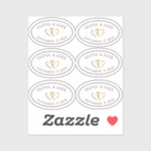 Bride Groom Weddenschap Ovaal met grens en hart Sticker (Vel)