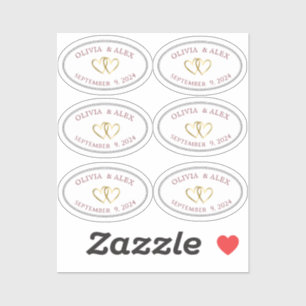 Bride Groom Weddenschap Ovaal met grens en hart Sticker