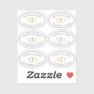 Bride Groom Weddenschap Ovaal met grens en hart Sticker