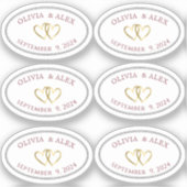 Bride Groom Weddenschap Ovaal met grens en hart Sticker (Voorkant)