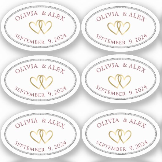 Bride Groom Weddenschap Ovaal met grens en hart Sticker (Voorkant)