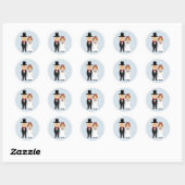 Bride & Groom Wedding Blue Polka Dot Stickers (Vel)