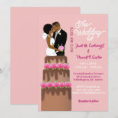 Bride & Groom Wedding Cake Topper African American Kaart (Voorkant / Achterkant)