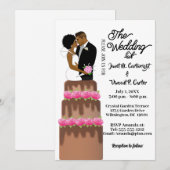 Bride & Groom Wedding Cake Topper African American Kaart (Voorkant / Achterkant)