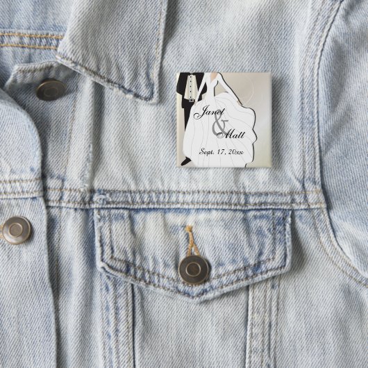 Bride & Groom Wedding | DIY-tekst Vierkante Button 5,1 Cm (In situ)