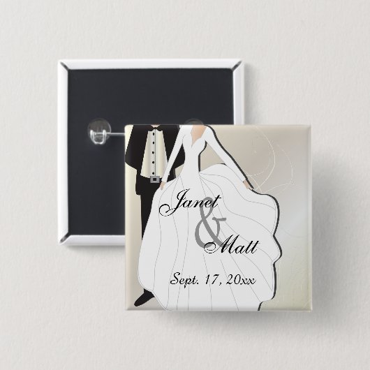 Bride & Groom Wedding | DIY-tekst Vierkante Button 5,1 Cm (Voorkant /achterkant)