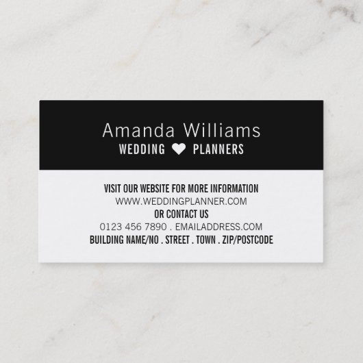 Bride & Groom, Wedding Event Planner Visitekaartje (Achterkant)