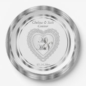 Bride & Groom Wedding Heart Papieren Bordje (Voorkant)