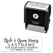 Bride Groom Wedding Name Return Address - script Zelfinktende Stempel (In situ)