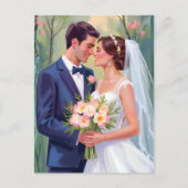 Bride & Groom | Wedding Newlyweds Watercolor Briefkaart (Voorkant)