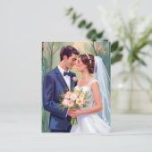 Bride & Groom | Wedding Newlyweds Watercolor Briefkaart (Staand voorkant)
