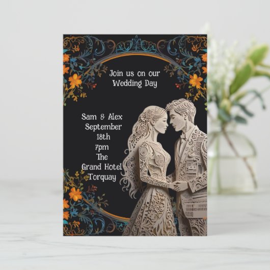 Bride & Groom Wedding Personalised Kaart (Staand voorkant)