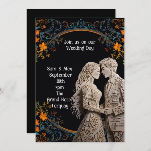 Bride & Groom Wedding Personalised Kaart (Voorkant / Achterkant)