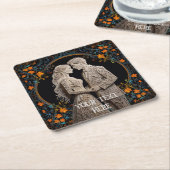 Bride & Groom Wedding Personalised Kartonnen Onderzetters (Schuin)