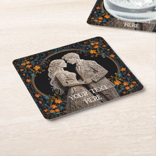 Bride & Groom Wedding Personalised  Kartonnen Onderzetters (Schuin)