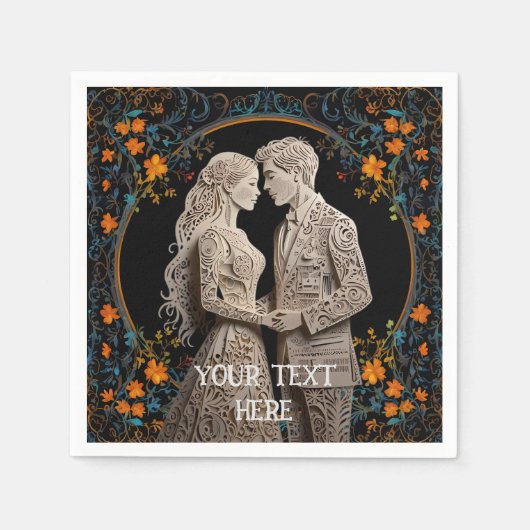 Bride & Groom Wedding Personalised Servet (Voorkant)