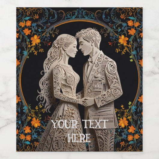 Bride & Groom Wedding Personalised Wijn Etiket (Enkel label)