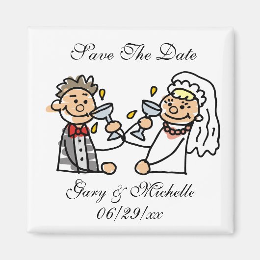 Bride Groom Wedding Reception Toast Save the Dates Magneet (Voorkant)