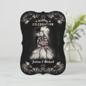 Bride Groom Wedding Skeletons Cemetery Love Invite Kaart (Staand voorkant)