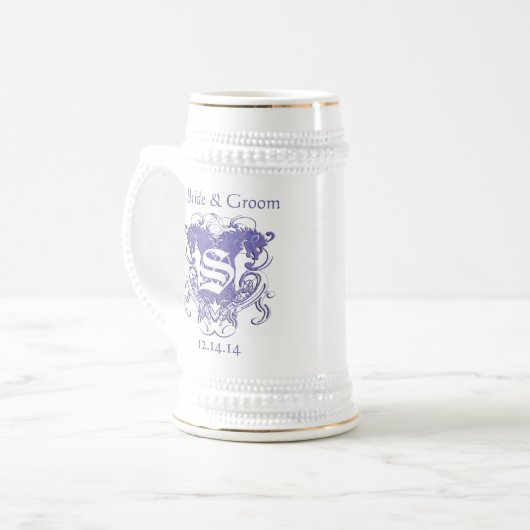 Bride & Groom Wedding Stein  Lions Bierpul (Voorkant links)