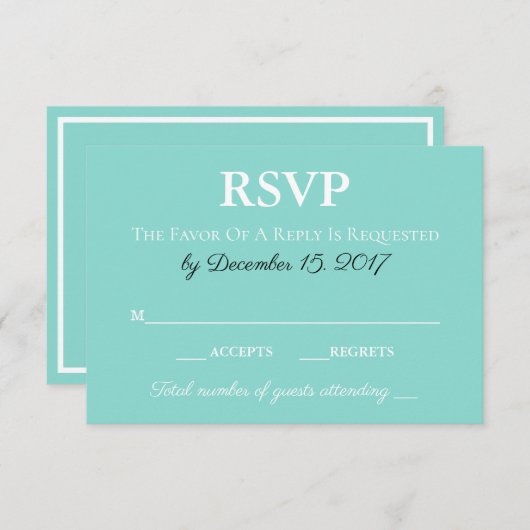 Bride & Groom Wedding Suite Traditioneel Blauwgroe RSVP Kaartje (Voorkant / Achterkant)