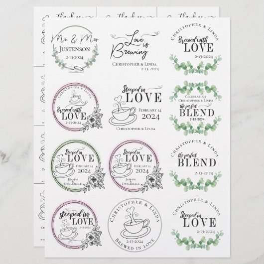 Bride Groom Wedding Tea Bag Favors (Voorkant / Achterkant)